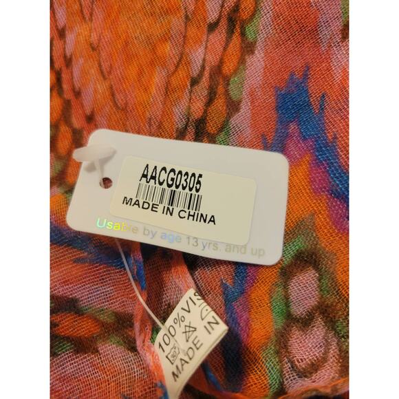 70's Lot of 3 NEW CG Infinity Scarves Orange Green Yellow Chevron - Picture 12 of 12